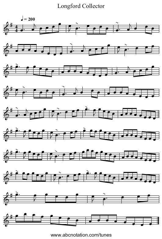 Longford Collector - staff notation