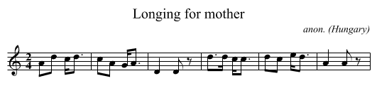 Longing for mother - staff notation