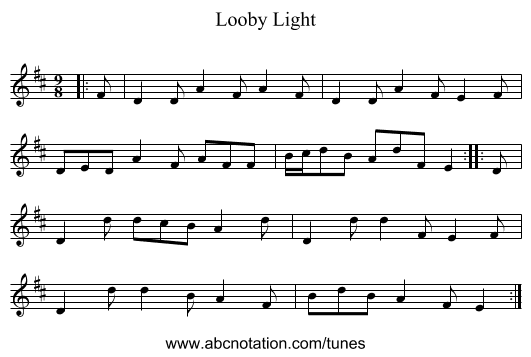 Looby Light - staff notation