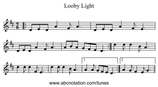 Looby Light - staff notation