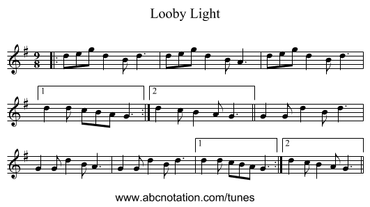 Looby Light - staff notation
