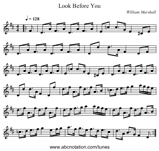 Look Before You - staff notation
