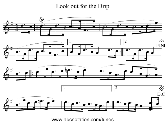 Look out for the Drip - staff notation