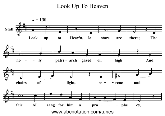 Look Up To Heaven - staff notation