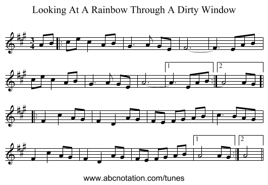 Looking At A Rainbow Through A Dirty Window - staff notation