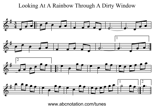 Looking At A Rainbow Through A Dirty Window - staff notation