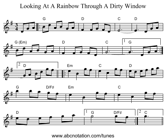 Looking At A Rainbow Through A Dirty Window - staff notation