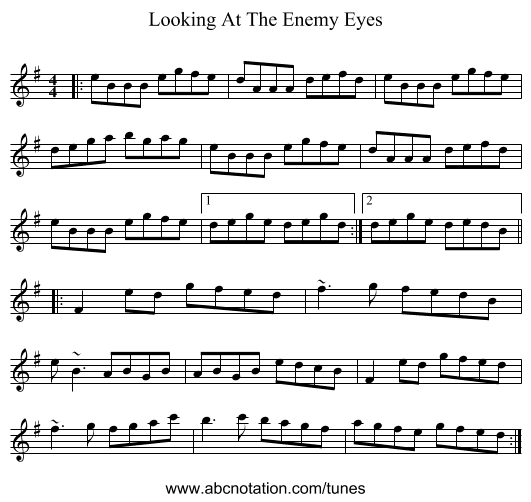 Looking At The Enemy Eyes - staff notation