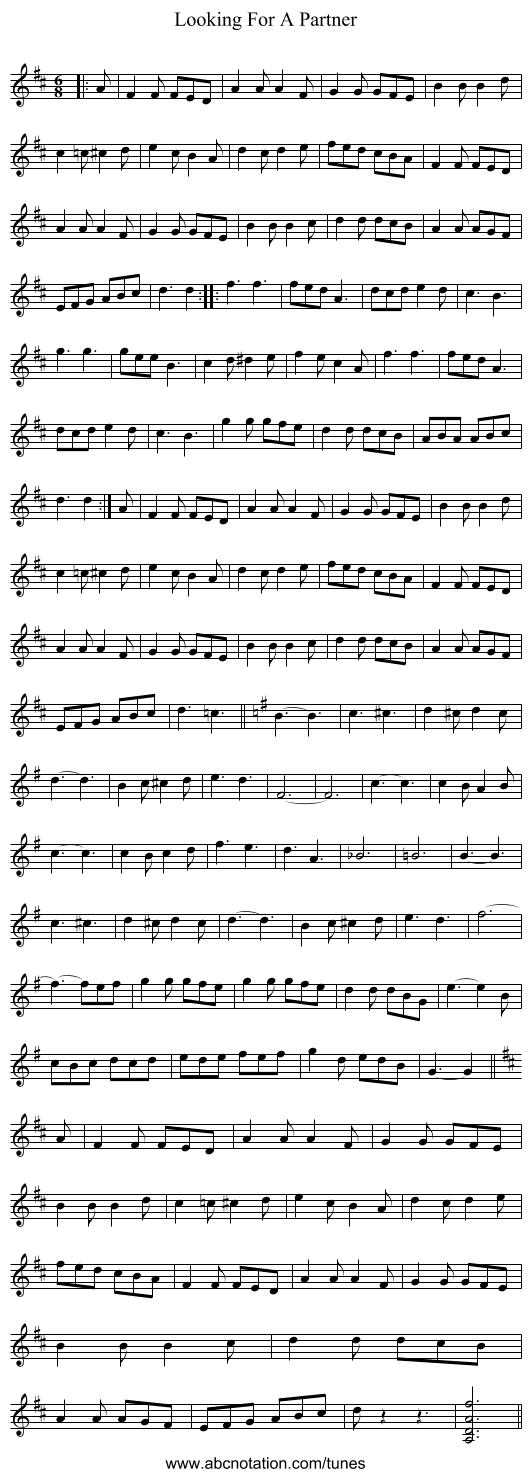 Looking For A Partner - staff notation