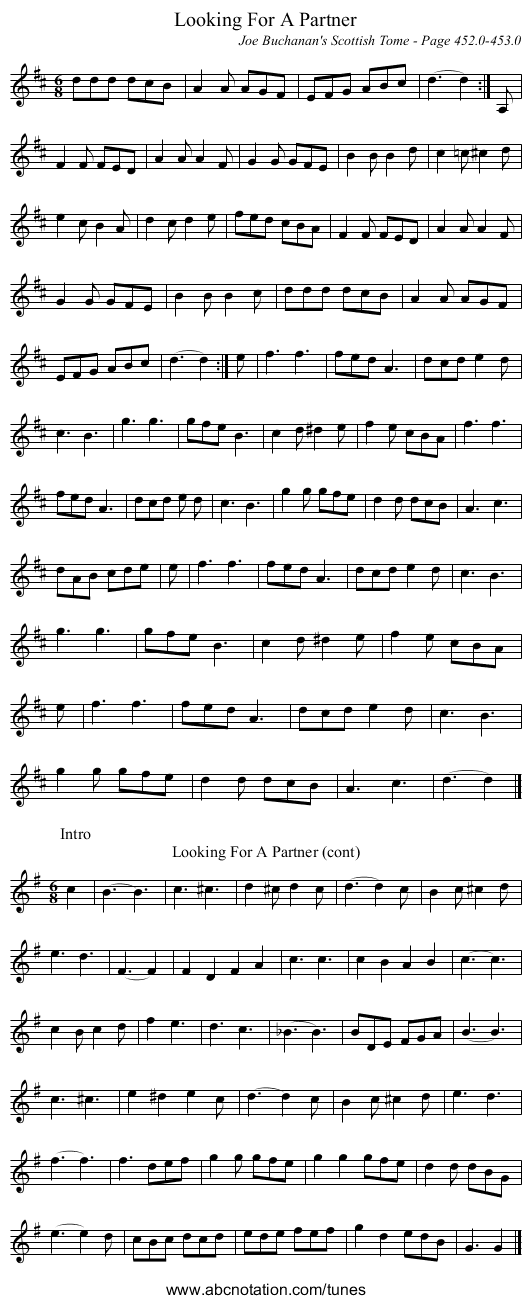 Looking For A Partner - staff notation