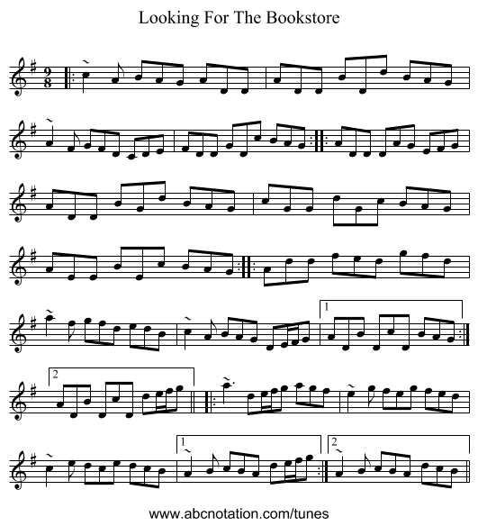 Looking For The Bookstore - staff notation