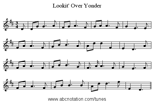 Lookit' Over Yonder - staff notation