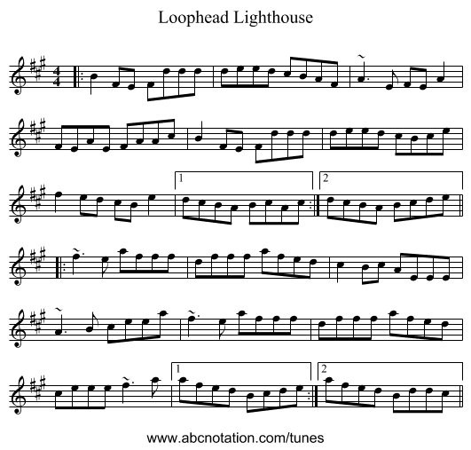 Loophead Lighthouse - staff notation