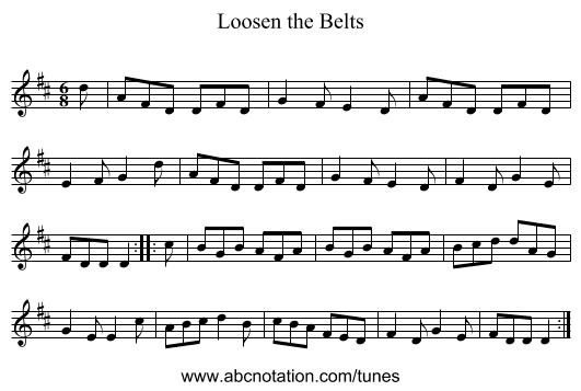 Loosen the Belts - staff notation