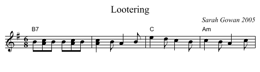 Lootering - staff notation