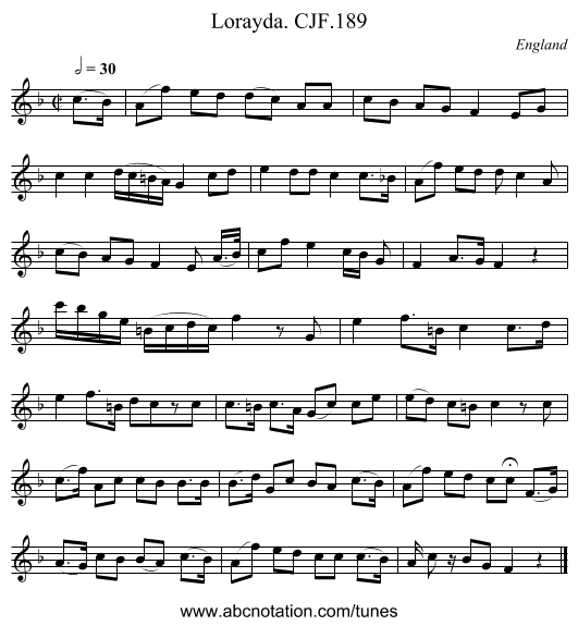 Lorayda. CJF.189 - staff notation