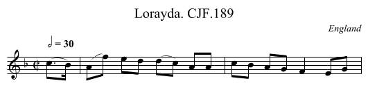 Lorayda. CJF.189 - staff notation
