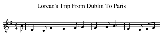 Lorcan's Trip From Dublin To Paris - staff notation
