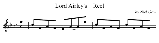 Lord Airley's    Reel - staff notation