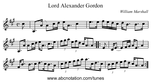 Lord Alexander Gordon - staff notation