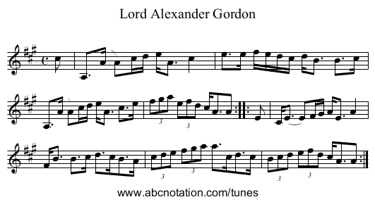 Lord Alexander Gordon - staff notation