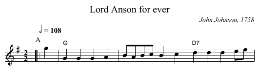 Lord Anson for ever - staff notation