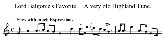Lord Balgonie's Favorite     A very old Highland Tune. - staff notation