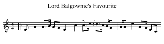Lord Balgownie's Favourite - staff notation