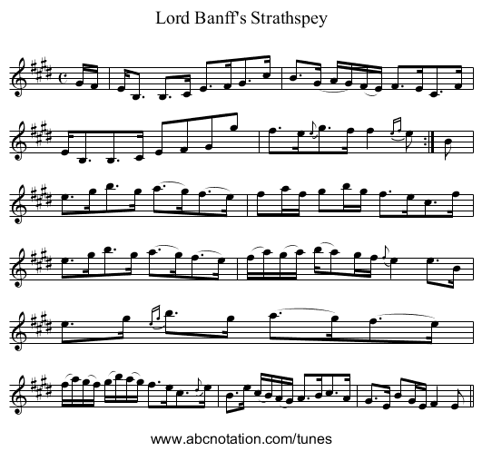 Lord Banff's Strathspey - staff notation