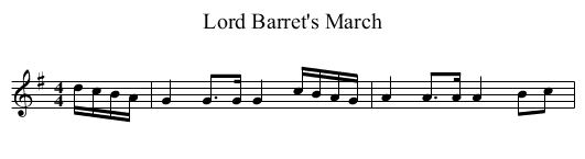 Lord Barret's March - staff notation