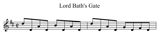 Lord Bath's Gate - staff notation