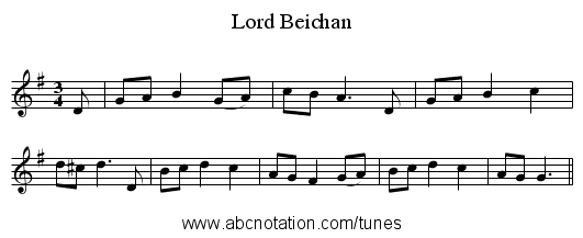 Lord Beichan - staff notation