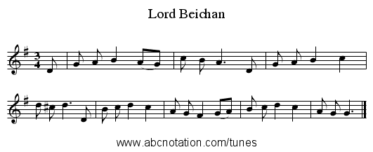 Lord Beichan - staff notation