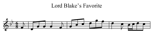 Lord Blake’s Favorite - staff notation
