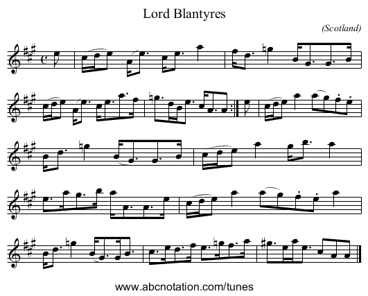 Lord Blantyres - staff notation