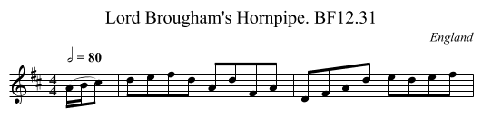 Lord Brougham's Hornpipe. BF12.31 - staff notation