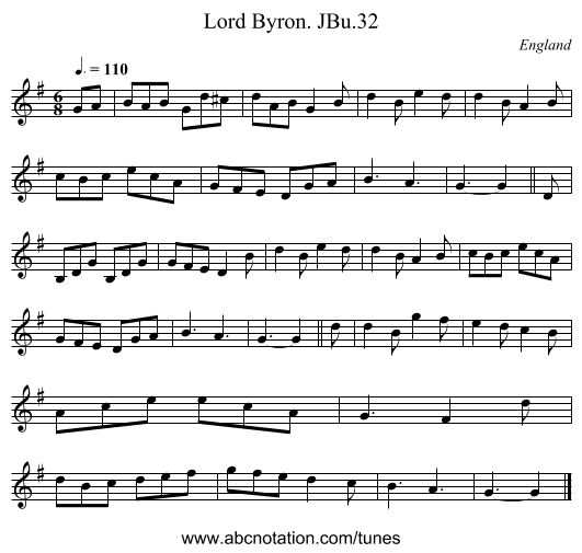 Lord Byron. JBu.32 - staff notation