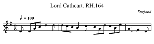Lord Cathcart. RH.164 - staff notation
