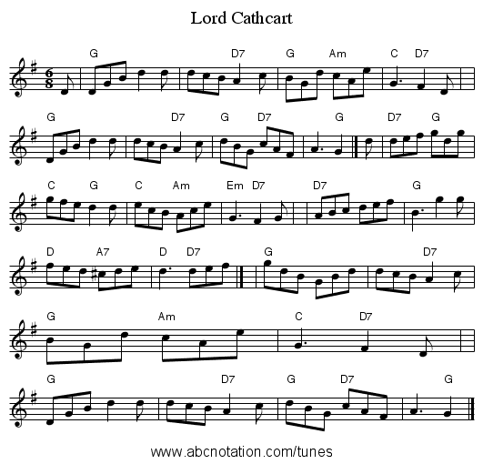 Lord Cathcart - staff notation