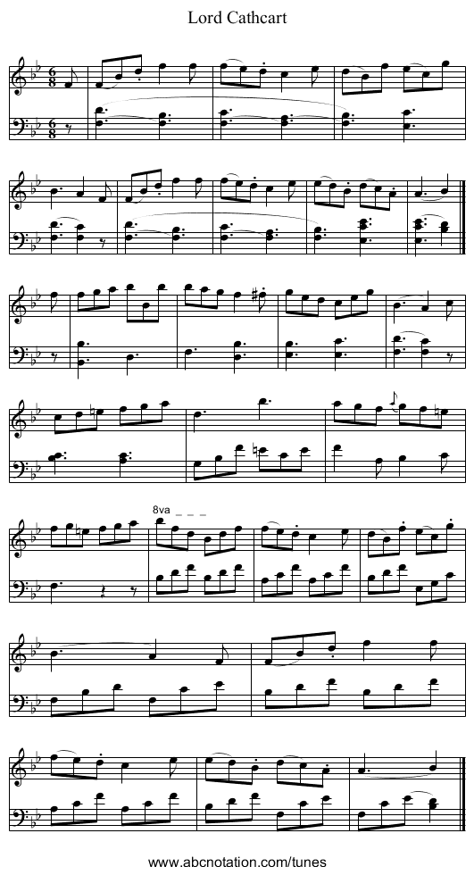 Lord Cathcart - staff notation