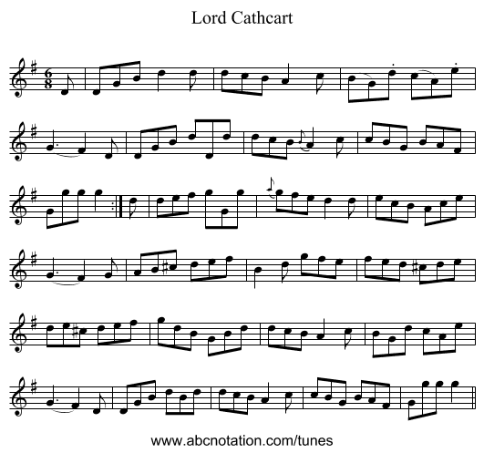 Lord Cathcart - staff notation