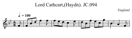 Lord Cathcart,(Haydn). JC.094 - staff notation