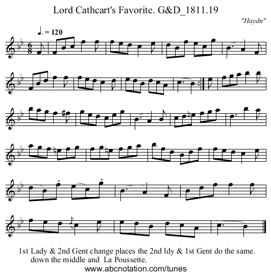Lord Cathcart's Favorite. G&D_1811.19 - staff notation