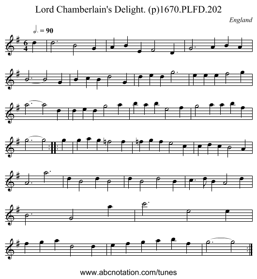 Lord Chamberlain's Delight. (p)1670.PLFD.202 - staff notation