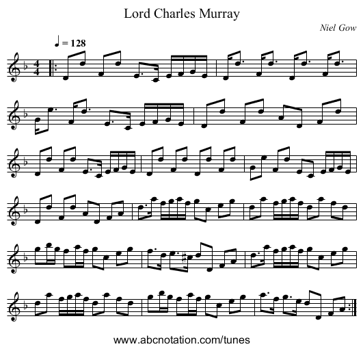 Lord Charles Murray - staff notation