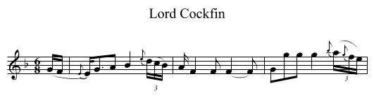 Lord Cockfin - staff notation