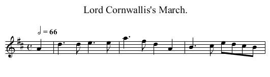 Lord Cornwallis's March. - staff notation