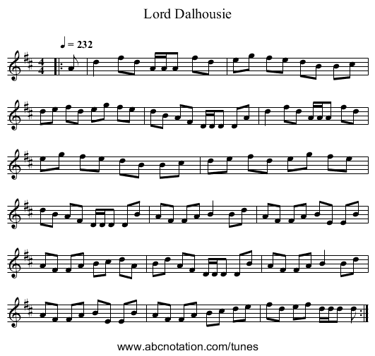 Lord Dalhousie - staff notation