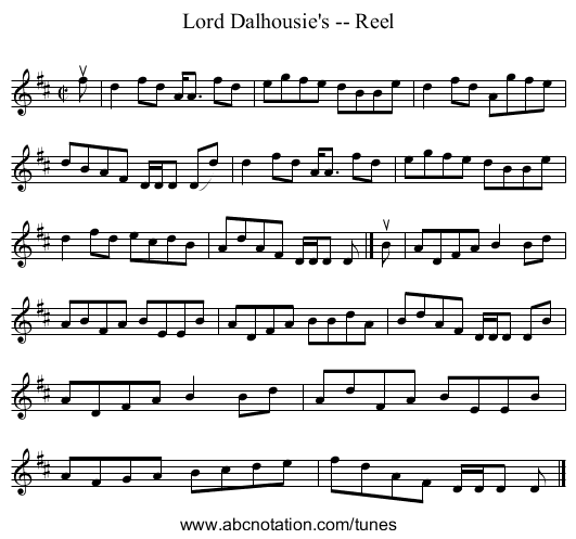 Lord Dalhousie's -- Reel - staff notation