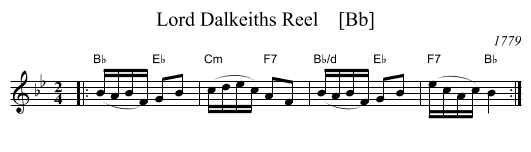 Lord Dalkeiths Reel    [Bb] - staff notation